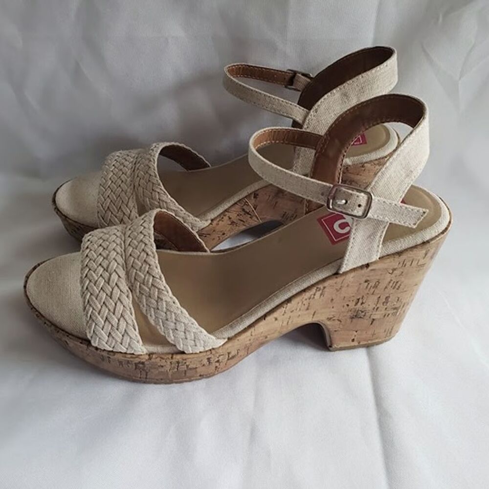 POP from JC Penney Natural Platform Cork Heeled Sandals - Womens 10 M - NEW - Picture 3 of 4